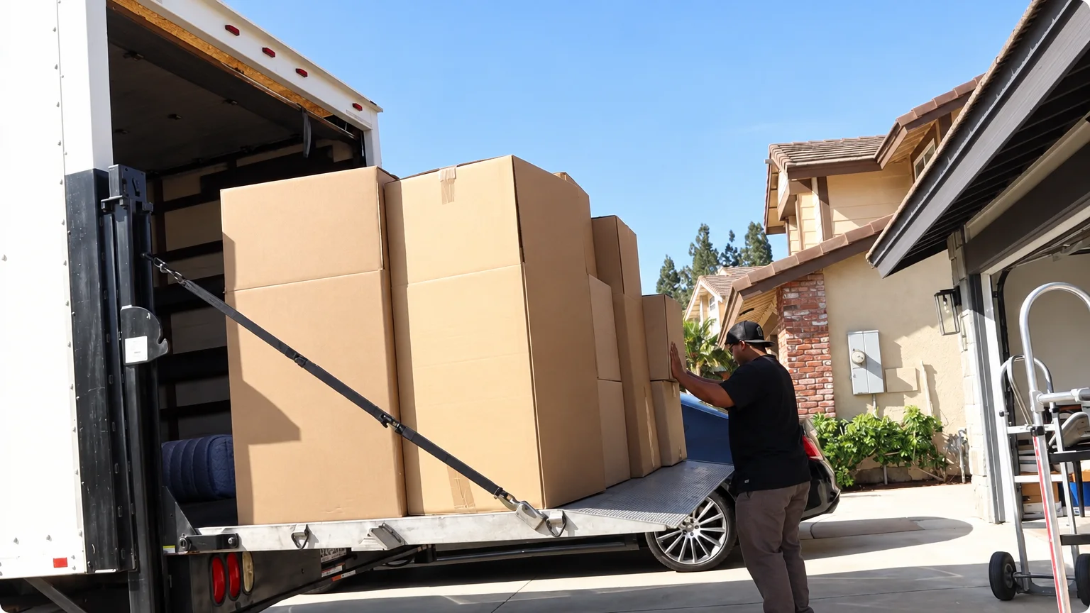 Carefully wrapped furniture being moved through a home